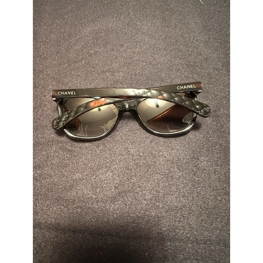 CHANEL 6041 c.538/S7‎ 56mm Brown Gold Quilted Cat Eye Sunglasses Italy Flaw